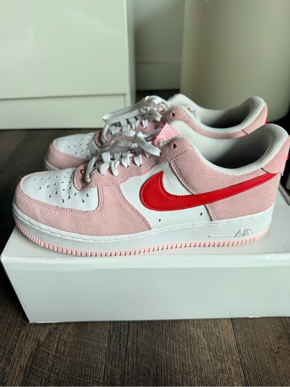 Womens Pink and Red Low-Top Sneakers - Nike Air Style valentines edition